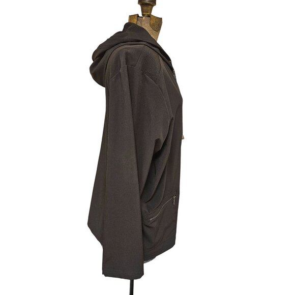 Chicos Zenergy Jacket Women Size 3 Brown Hooded Full Zip Pockets Polyester Blend - Picture 4 of 10